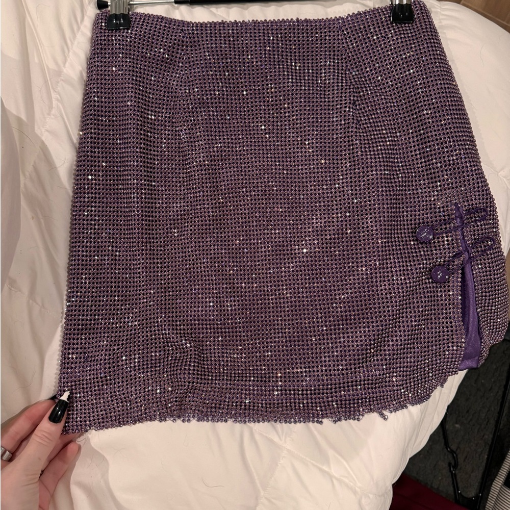 Meshki rhinestone skirt with slit